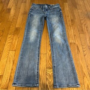 Daytrip Virgo Tailored Bootcut Jeans Women's 25R Blue Denim Distressed Stretch